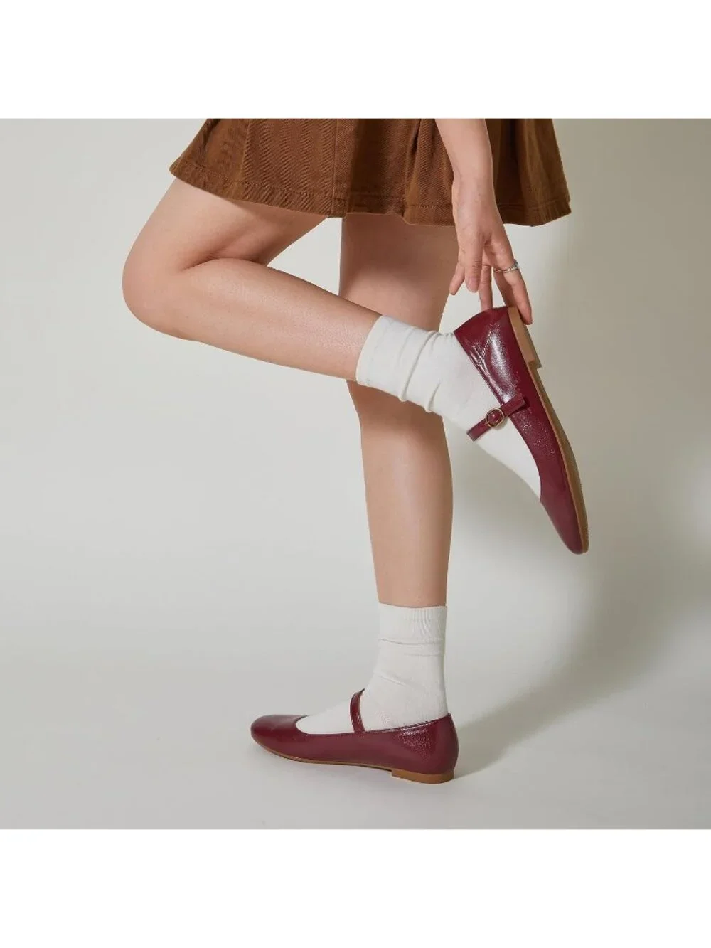 Women's Burgundy Ballet Flats Round Toe Comfort Straps Memory Foam Dressy Shoes